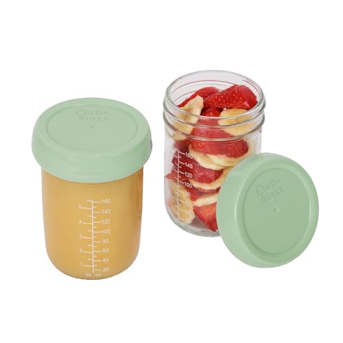 Badabulle Pots de Conservation Badabowls, Lot de 2 Boîtes de conservation de 220ml en verre,100% Hermétiques avec Joint en Silicone, Passent au Lave-vaisselle & Micro-ondes