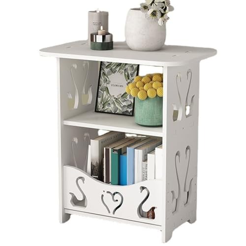 Immagine prodotto: Dorccsi Comodino piccolo 11x16 pollici multifunzionale salvaspazio bianco piccolo tavolo ripiano portaoggetti per soggiorno camera da letto tavolino comodino stretto bianco