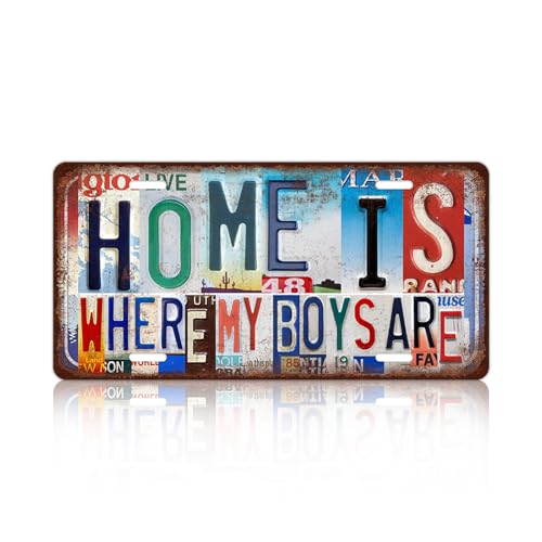 JBYMsign Vintage Wall Decor Home Is Where My Boys Are