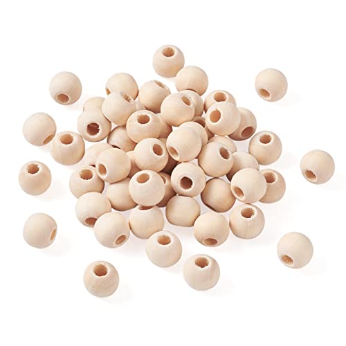 PandaHall 200pcs 10mm Natural Round Wood Beads Large Hole Unfinished Wooden Ball Spacer Loose Beads with 4mm Hole for Crafts DIY Handmade Decorations Jewelry Making - Image 2