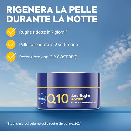 NIVEA Q10 Anti-Rughe Power Crema Viso Notte Extra Rigenerante 50 ml, Crema viso antirughe e idratante, Crema viso Acido Ialuronico, Coenzima Q10 e Creatina per un doppio booster di collagene - 2