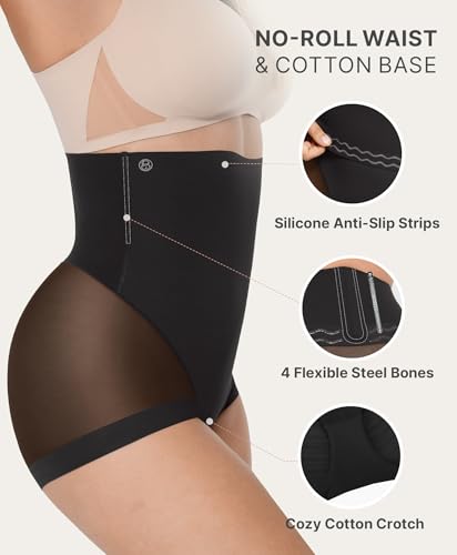 SHAPELLX Tummy Control Shapewear for Women High Waisted Body Shaper Underwear Compression Panty Invisible Girdle4