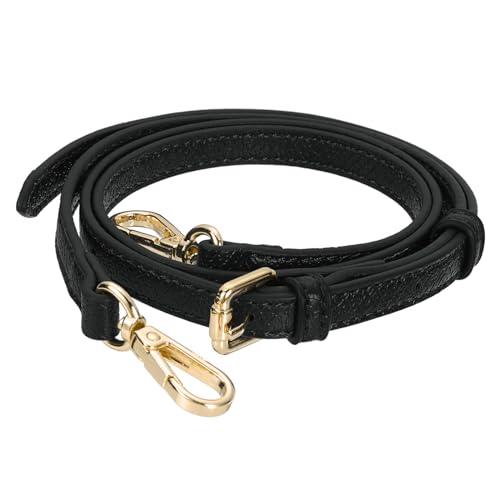 Image of uxcell Leather Bag Strap Replacement Adjustable Crossbody Bag Straps Conversion for Shoulder Bag Handbag Purse, Black, Gold Buckle