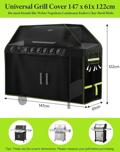 Miniatura 2 de Funda Barbacoa Exterior Impermeable, Vdisrr 600d Oxford Funda Bbq Exterior 147 61 122cm Funda Protectora Para Barbacoa Anti-Viento Agua Uv Resistente Al Desgarro