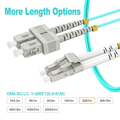RamboCables 20ft(7m) OM4 SC LC Fiber Patch Cables MMF Multimode, Options 1ft~200ft, Fiber Optic Cable Duplex - Image 3