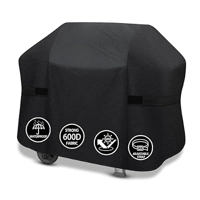51 inch Grill Cover for Outdoor Grill,600D Heavy Duty BBQ Covers for Outside,Waterproof Anti-UV Fade Resistant Barbecue Gas Cover with Adjustable Straps for Weber,Genesis,Charbroil, etc.