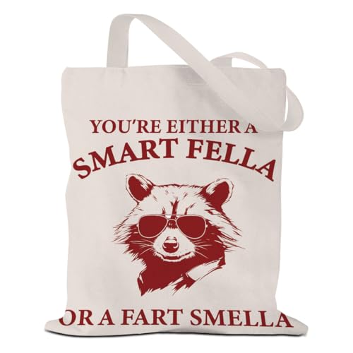 Funny Retro Cartoon Raccoon Tote Bag Humor Animal Reusable Grocery Bags