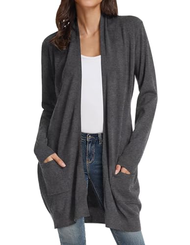 Image of GRACE KARIN Long Cardigan for Women Lightweight Open Front with Pockets | Oversized Cardigan Sweaters for Women, Soft Knit, Casual Fall Clothes, Layering Piece for Fall, Winter & Office Wear