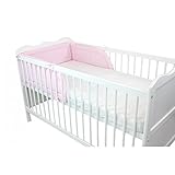 TupTam Protector para Cama de Bebé Acolchado, Rosa, 210x30c