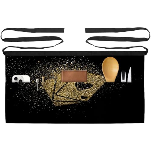 Lot de 3 tabliers courts de chef avec 3 poches pour bistrot et service