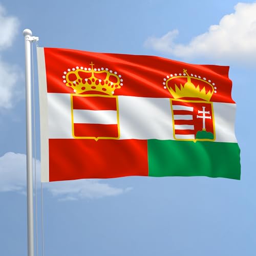 Bandiera AUSTRO UNGARICA 100x150 cm in poliestere NAUTICO 115 gr/mq con doppia piega perimetrale, corda e guaina. Adatta sia IN/OUT DOOR