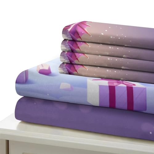 Housse de couette dragon rose avec fermeture éclair anti-glissement