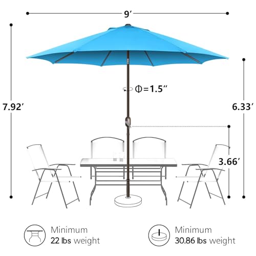 Parasol de jardin inclinable 2,7 m contre les rayons UV - 5