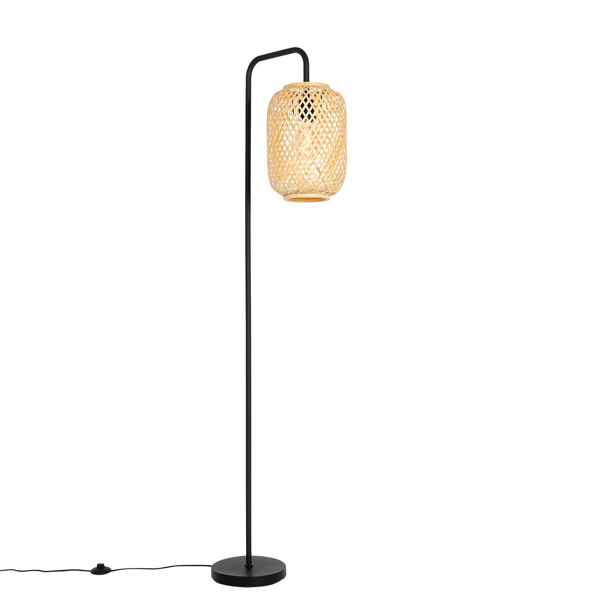 Qazqa Beige - Oriental Floor Lamp Bamboo - Yvonne - Oriental - Suitable For Led E27 | 1 Light - Bamboo Floor Lamp - Suitable For Living Room I Bedroom I