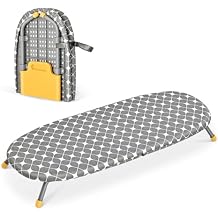APEXCHASER Foldable Ironing Board, Tabletop Small Iron Board with Heat Resistant Covers, Portable Folding Mini Iron Table with Non-Slip Feet for Home, Laundry Rooms, Dorms, Travel Use, Gray