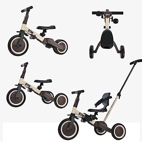 子供三輪車 4in1 子供自転車 1-5歳 押し棒付き 自転車 おもちゃ 乗用玩具 【EN71】取得済み 組み立て簡単 3輪 キッズ 幼児 バイク ペダル付き コントロールバー付き 1歳 2歳 3歳 4歳 5歳 誕生日 プレゼント 取扱説明書 (チョコ×ベ
