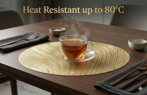 Image of Dakshya Industries Elegant Dining Table Accessories Set | PVC Waterproof 6 Placemats with 1 Table Runner