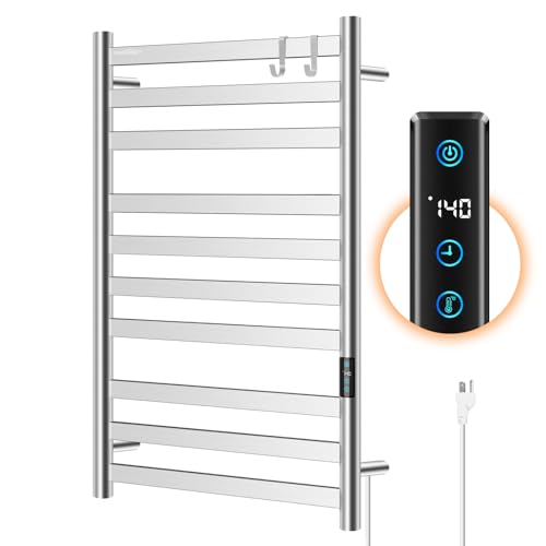 Heated Towel Rack for Bathroom, Towel Warmer with 10 Bar Flat Rack Large, Electric Hot Towel Rack...