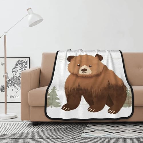 Couverture polaire ours en flanelle double face pour lit et canapé