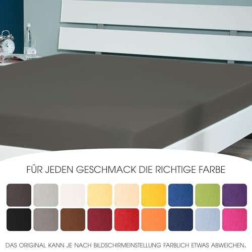 Foto von CelinaTex Jersey Topper Spannbettlaken Lucina 180x200-200x200cm anthrazit grau 100% Baumwolle gekämmt bis 12cm Matratzenhöhe Spannbettbezug, Leintuch, Bettlaken, elastisch, Strech, Oeko-Tex