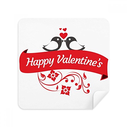 St Valentin motif oiseaux d'amour sur chiffon de nettoyage pour écran et lunettes