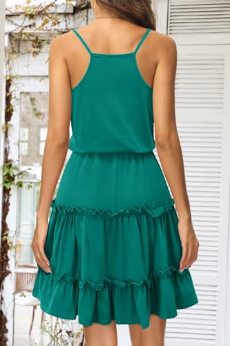 Image of Newshows Women's Summer Casual Dress Cute A Line Ruffle Hem Flattering Fit Beach Vacation Sundress