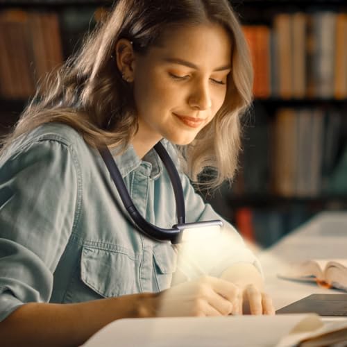 Lampe de lecture de cou LED rechargeable avec bras flexible et 3 couleurs