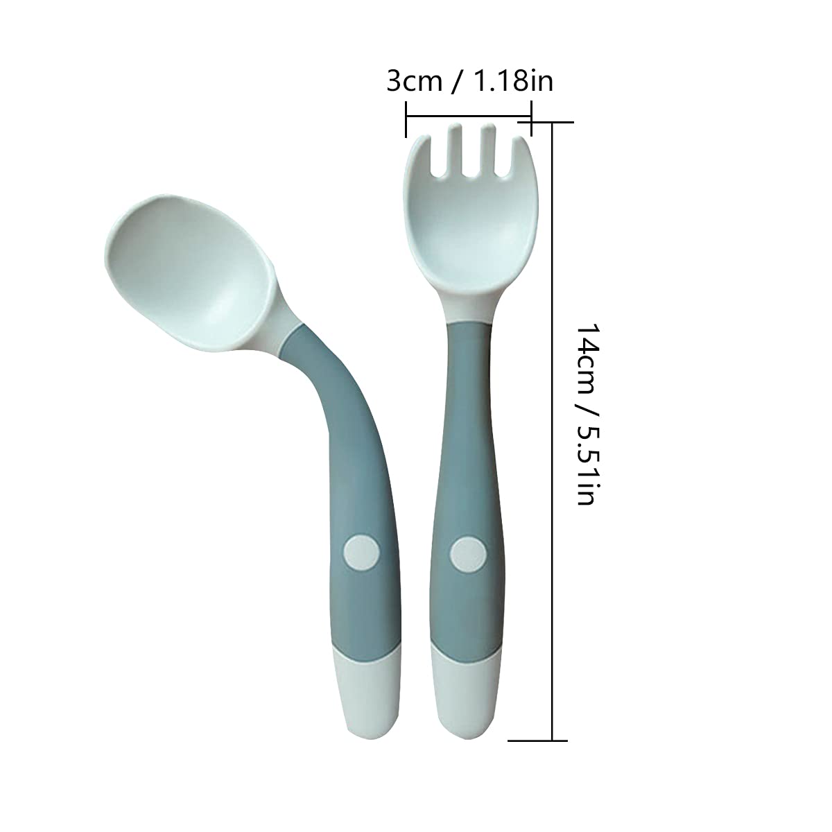 2 Piezas, Cubiertos de Cuchara y Tenedor de Polipropileno, Flexibles, Ergonómicos, Apto para Lavavajillas, para Entrenamiento de Alimentación Infantil
