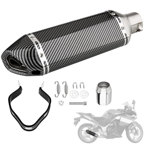 HAZAWA Slip-On Motorcycle Exhaust Muffler 51mm with Removable DB Killer Carbon Fiber-Style Universal Exhaust for 3851mm Pipes Fit for Street & Sport Bikes (Carbon Fiber Pattern)
