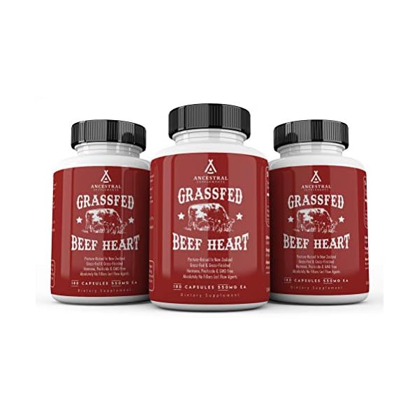 Ancestral-Supplements-Grass-Fed-Beef-Heart-Desiccated--Natural-CoQ10-Supports-Heart-Mitochondrial-and-Blood-Pressure-Health-180-Capsules Ancestral Supplements Grass Fed Beef Heart Supplement, 3300mg, CoQ10 Supplement with Grass Fed Beef Liver, Supports Energy, Immune, Heart and Mitochondrial Health, Non GMO, 180 Capsules