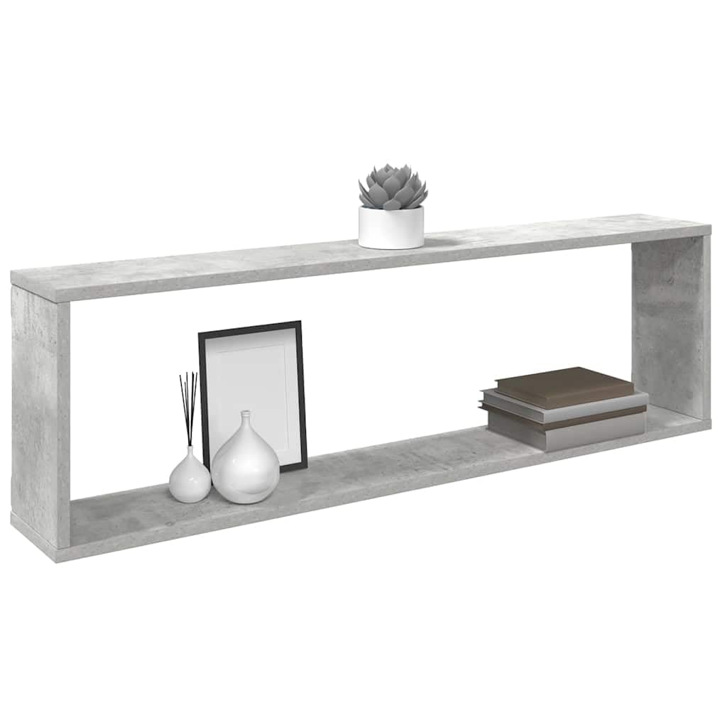 Générique Wandregale, Würfel, 2 Stück, aus Holz, grau, Beton, Wandregal, Design für Bücher, CDs, Blumen, separate Montage oder Set