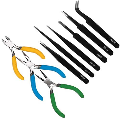 Kit Jogo De Alicate E Pinças Eletrônicas Para Artesanato Bijuterias