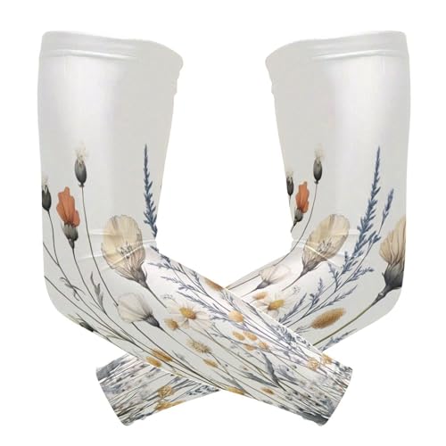 Kigai Wildflower UV Sun Protection Arm Sleeves for Men Women Cooling Compression Sports Arm Sleeves Tattoo Cover Up