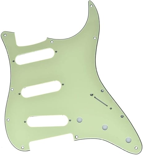 Miniatura 18 de KAISH 11 Agujero ST/Strat Estilo Pickguard SSS Pick Guard para USA/México Stratocaster/Strat Black Pearl Perla de abulón.
