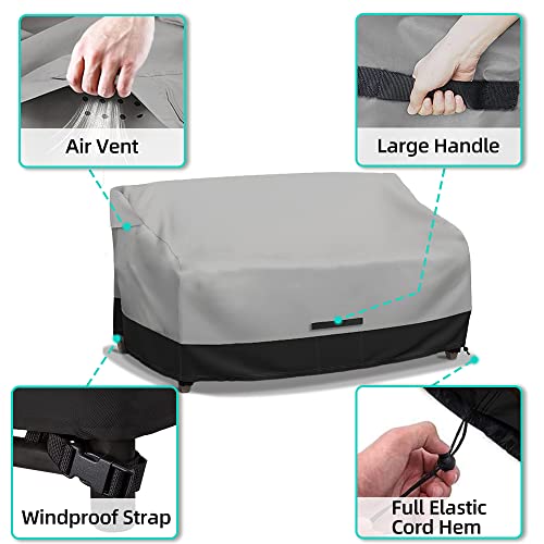 Zenicham Fade And Tear Resistant Patio Loveseat Covers, Heavy-Duty Waterproof Outdoor Couch Cover, Uv Resistant Outdoor Sofa Cover, Lawn Patio Outdoor Furniture Covers,Gray/Black 54Wx37Dx35H Inch #TOP5