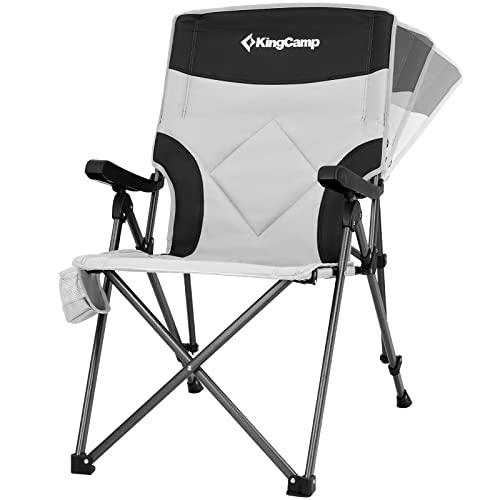 KingCamp 3-Position Adjustable Camping Chairs Heavy Duty High Back Oversized Chairs for Outside Portable Padded Backrest Camp Chair(Black/Grey)