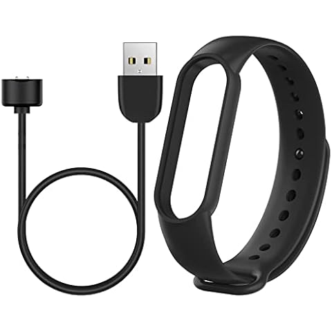 ILamourCar Magnetic Charger Compatible with Mi Band 5 6 7,Mi Band 6 Charging Cable with 1 Silicone strap (Black) Cover