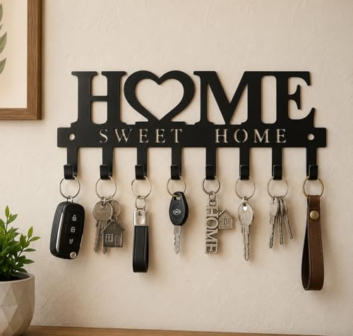 Image of Ventuos Metal Wall Mounted Key Holder with 6 Hooks, Home Design, Key Organizer for Home Office Bedroom Entryway
