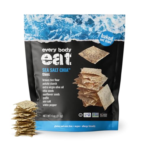 Image of Every Body Eat Snack Cracker Thins, Sea Salt Chia - Gluten Free, Vegan, Dairy Free, and Seed Oil Free, 4oz