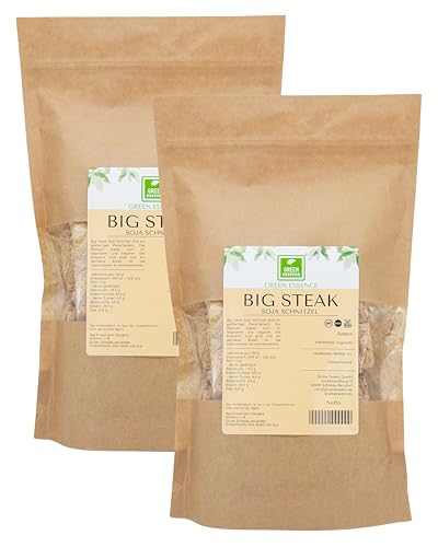 Big Steak Sojakoteletts 1000g (2 * 500g) von der Grünen Essenz vegane Alternative zu Fleisch - Fleischersatz - Soja Big Steaks als Fleischalternative mit Protein - low carb (1000 Gramm)