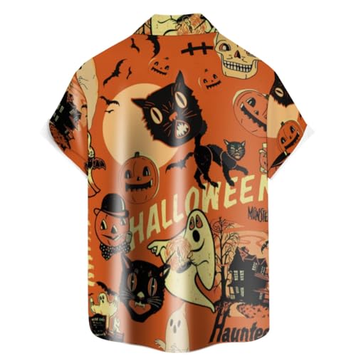 QIVICIMA Mens Halloween Christmas Shirts Funky Button Down Shirts Party Aloha Shirt Santa Print Holiday Hawaiian Tops2