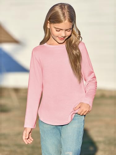 Image of Haloumoning Girls Long Sleeve T Shirts Kids Crewneck Tops 5-14 Years