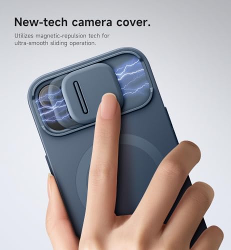 Image of SURITCH for iPhone 13 /14 Case with Magnetic Camera Slide Cover and Adjustable Kickstand, Compatible with MagSafe, Shockproof Bumper Case Slim Protective Cover for iPhone 13 /14 6.1 Inch, Blue