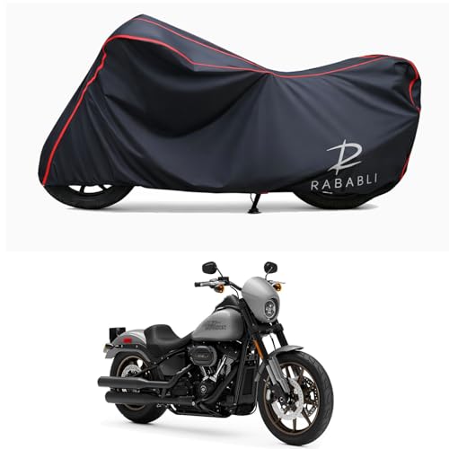 Image of Waterproof Bike Body Cover Compatible for | Davidson Low Rider S BS6 | Taffeta Fabric, Red Piping Design, Bottom Elastic Fit | Dustproof, Sun UV & Rain Protection for All Bikes
