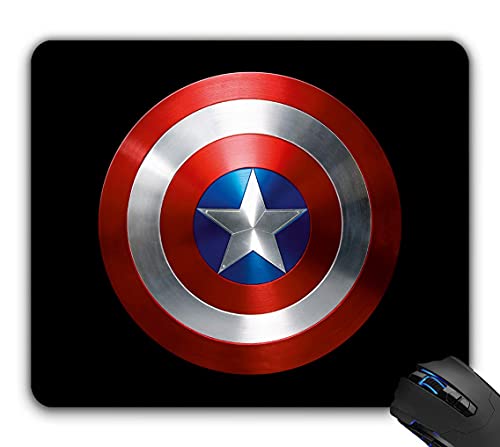 Image of ZORI Avengers - Captain America Shield in Black Background Gaming Mouse Pad - Computer Laptop PC| WFH Office | Anti-Skid, Anti-Slip, Rubber Base | Avengers Superhero | (Captain America 01 Sheild)