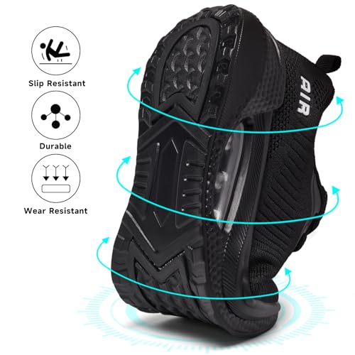 Trainers for Women Black Running Shoes Ladies Arch Support Memory Foam Plantar Fasciitis Orthopedic Shoes Air Cushion Athletic Gym Sneakers All Black UK 5.5 - Image 3