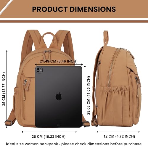 Image of Women Backpack for College, Office, Travel, Daily Use, Outdoor, Lightweight Water Resistant Nylon Stylish Daypack Bag with Multiple Pockets, Adjustable Straps, Durable Zipper