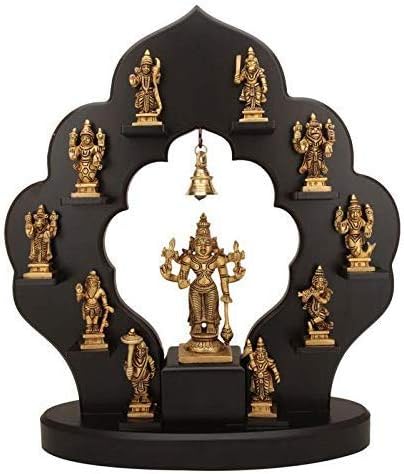 Idol Collections Vishnu Dashavatar Brass Statues with Wooden Frame