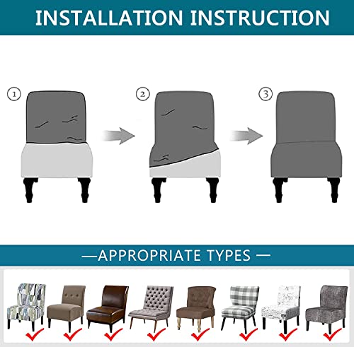 Krfoonn Armless Accent Chair Covers Stretch Armless Chair Slipcover Printed Removable Slipper Chair Covers Furniture Protector For Living Room Dining Room Hotel, 29 #TOP6