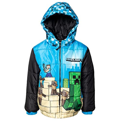 Minecraft Creeper Steve Zip Up Winter Coat Puffer Jacket Toddler to Big Kid